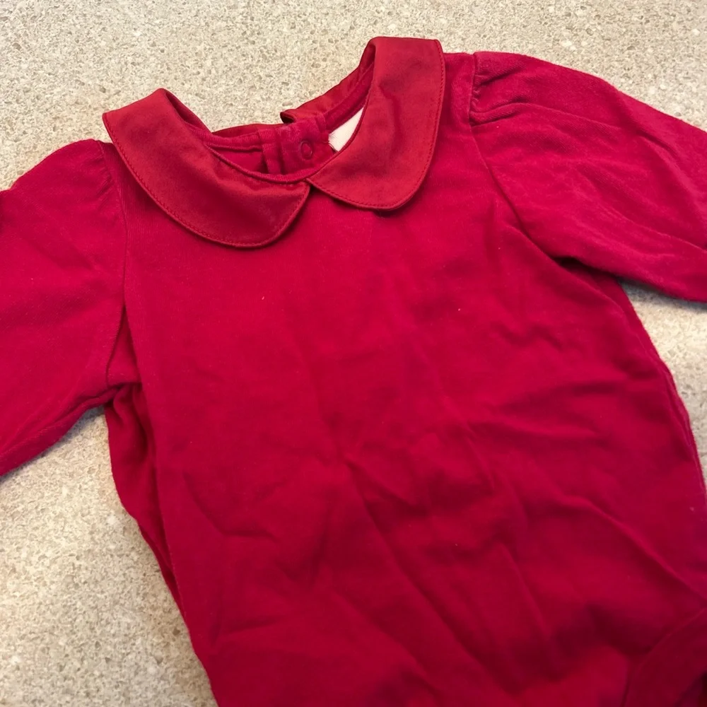 Lullaby Club Red Peter Pan Collared Onesie Baby‎ Size 3 Months